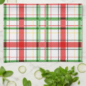 Linge De Cuisine Tartan plat de Noël - Blanc (Plié)