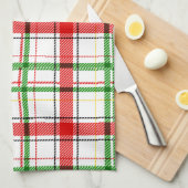 Linge De Cuisine Tartan plat de Noël - Blanc (Quart Plié)