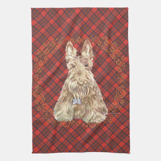 Linge De Cuisine Tartan Scottie Blé (Vertical)