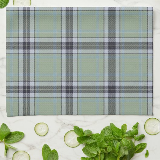Linge De Cuisine Tartan vert et gris (Plié)