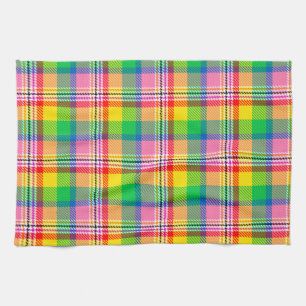 Linge De Cuisine Tartan vert rose