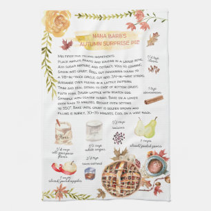 Linge De Cuisine Tarte d'Automne   Recette aquarelle Héritage