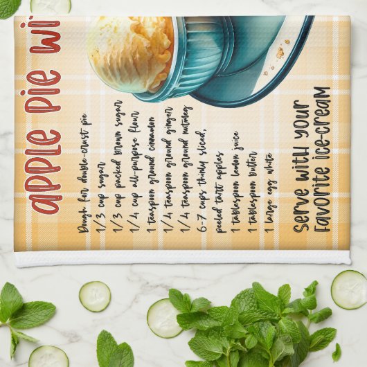 Linge De Cuisine Tarte Pomme Avec Recette De Crème De Glace (Plié)