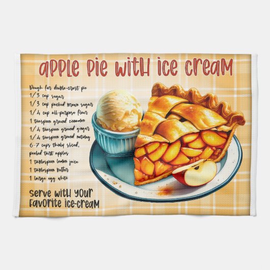 Linge De Cuisine Tarte Pomme Avec Recette De Crème De Glace (Horizontal)