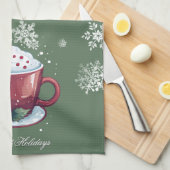 Linge De Cuisine Tasse de chocolat chaud de Noël | Vert (Quart Plié)