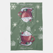 Linge De Cuisine Tasse de chocolat chaud de Noël | Vert (Vertical)