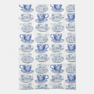 Linge De Cuisine Tasse de thé bleue et blanche