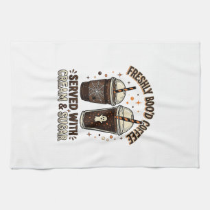 Linge De Cuisine Tasse fantôme Halloween Café Fraîchement Infusé
