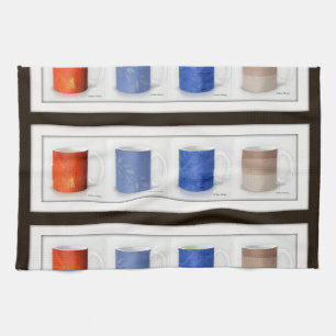 Linge De Cuisine Tasses à café colorées encadrées