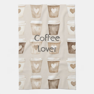 Linge De Cuisine Tasses cœur café crème