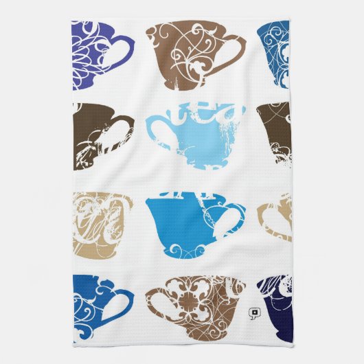 Linge De Cuisine tasses de thé bleues (Vertical)