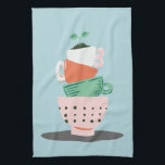 Linge De Cuisine Tasses et Plante d'art moderne empilés<br><div class="desc">Art moderne de tasses empilées avec une tasse utilisée comme pot plante.</div>