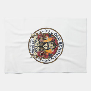 Linge De Cuisine Tatouage École Ancienne Chat Mignon Kitty Design -