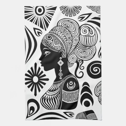 Linge De Cuisine Tatouage Tribal Portrait de Fille Africaine (Vertical)