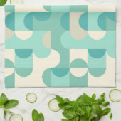 Linge De Cuisine Taupe Beige Turquoise Blue Mint Cercles verts Moti (Plié)