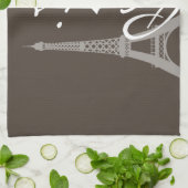 Linge De Cuisine Taupe foncée, Damas Brown ; Paris (Plié)