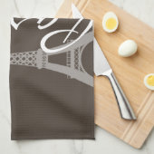 Linge De Cuisine Taupe foncée, Damas Brown ; Paris (Quart Plié)