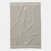 Linge De Cuisine Taupe | Monogramme de bande de corde (Vertical)