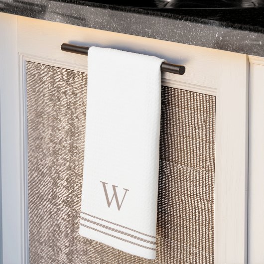 Linge De Cuisine Taupe | Monogramme de bande de corde