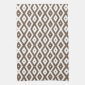 Linge De Cuisine Taupe motif diamant brun et blanc (Vertical)