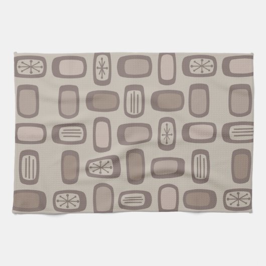 Linge De Cuisine Taupe Rectangles arrondies MCM du milieu du siècle (Horizontal)