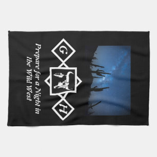 Linge De Cuisine Taureau blanc brillant Taureau Silhouette Monogram