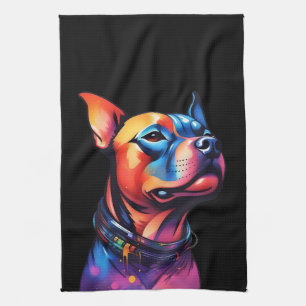 Linge De Cuisine Taureau coloré Terrier Conception Cyberpunk,