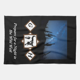 Linge De Cuisine Taureau noir Longhorn Taureau Silhouette Monogramm