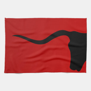 Linge De Cuisine Taureau noir sur le rouge