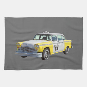 Linge De Cuisine Taxi Checkered jaune et blanc