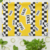 Linge De Cuisine Taxi jaune cabine Chèque noir et blanc chauffeur d (Plié)