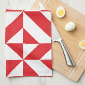 Linge De Cuisine Tchry Red Geometric Deco Cube Pattern (Quart Plié)