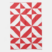 Linge De Cuisine Tchry Red Geometric Deco Cube Pattern (Vertical)