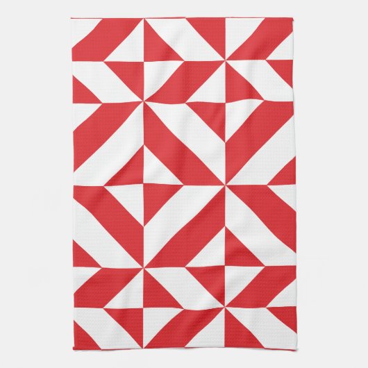 Linge De Cuisine Tchry Red Geometric Deco Cube Pattern (Vertical)