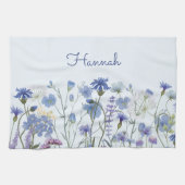 Linge De Cuisine Tea Fleur sauvage Monogramme Blue Watercolor (Horizontal)