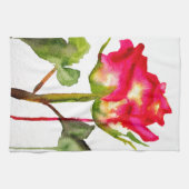 Linge De Cuisine Tea hybride Rose aquarelle moderne fleurie art (Horizontal)