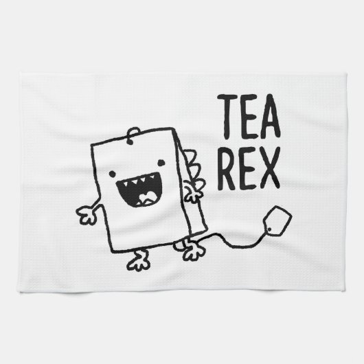 Linge De Cuisine Tea Rex Tea Sac Drôle Pun Carton (Horizontal)