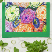 Linge De Cuisine Tea Towel Green Rosas (Plié)