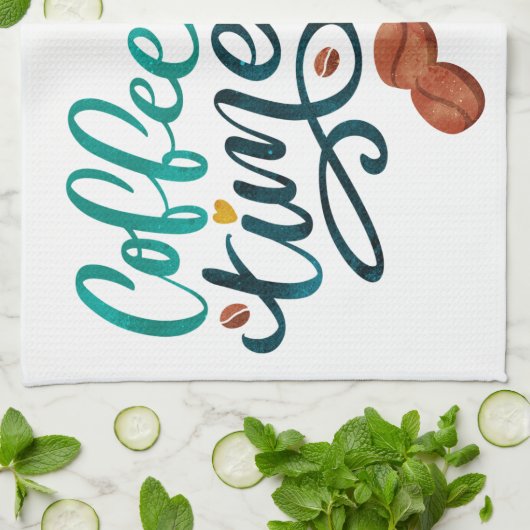 Linge De Cuisine Tea Towel with Coffee Time message (Plié)