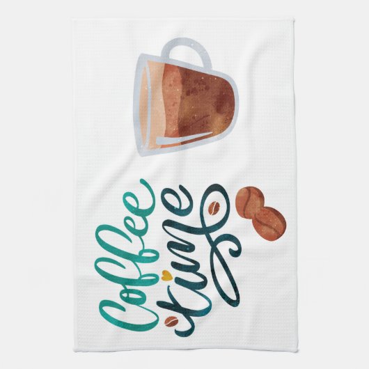 Linge De Cuisine Tea Towel with Coffee Time message (Vertical)