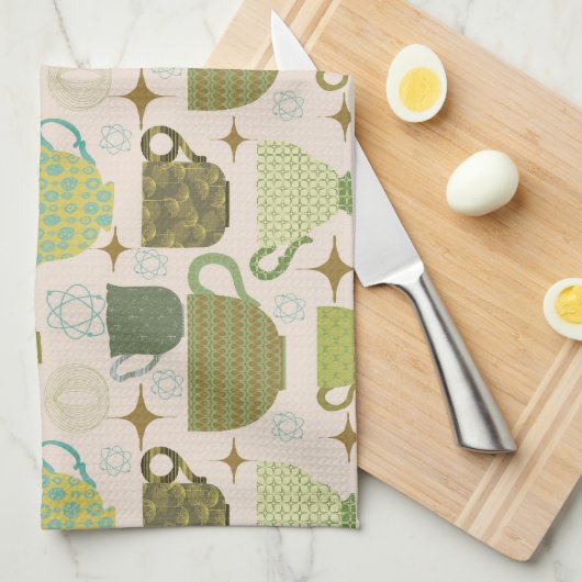 Linge De Cuisine Tea up moderne du milieu du siècle (Quart Plié)