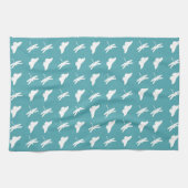 Linge De Cuisine Teal and White Butterfly and Dragonfly Pattern (Horizontal)