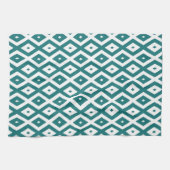 Linge De Cuisine Teal and white diamond pattern (Horizontal)