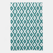 Linge De Cuisine Teal and white diamond pattern (Vertical)
