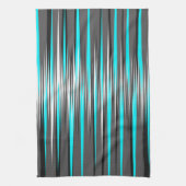 Linge De Cuisine Teal, gris, blanc, et rayures de noir (Vertical)