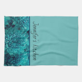 Linge De Cuisine Teal personnalisé floral (Horizontal)