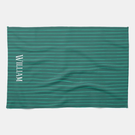 Linge De Cuisine Teal pinstripes (Horizontal)