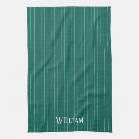 Linge De Cuisine Teal pinstripes (Vertical)