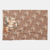 Linge De Cuisine Teapot citrouille avec fleurs d'automne (Horizontal)