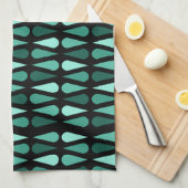 Linge De Cuisine Teardrops du milieu du siècle rétro Turquoise noir (Quart Plié)